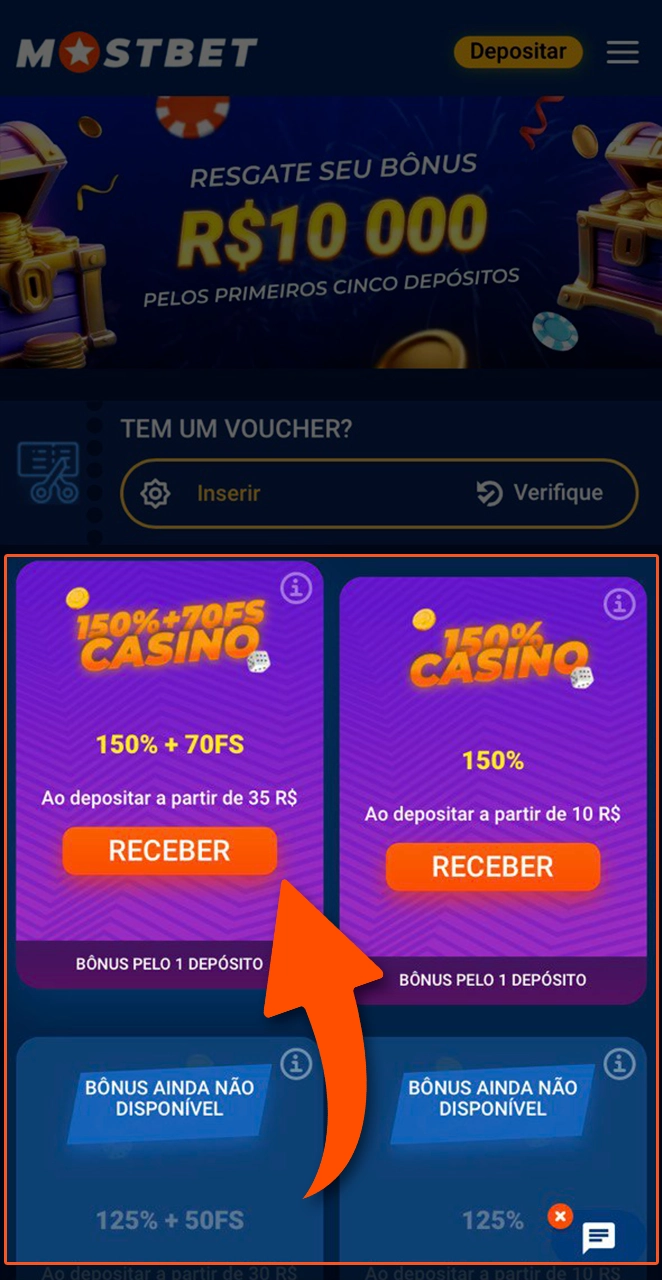 Escolha o bônus que mais lhe convém na Mostbet.