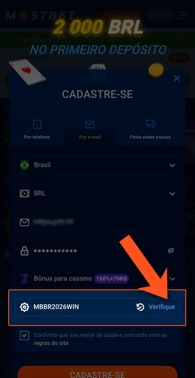 Use o código promocional e ganhe um bônus da Mostbet.